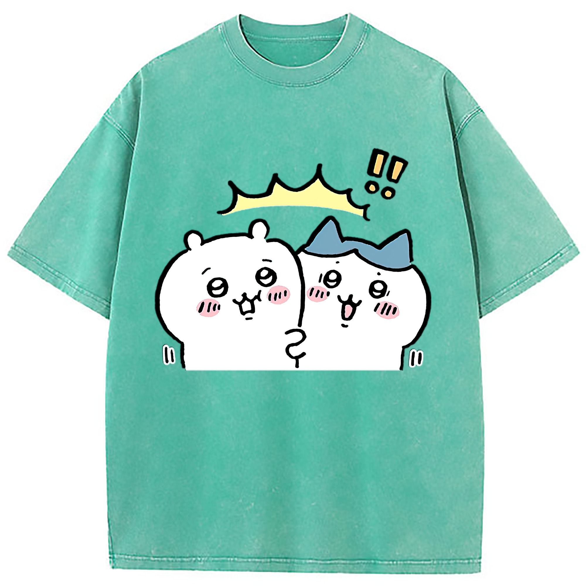 （画像用） ちいかわ ハチワレ Chii-kawa hachiware 綿100% ヴィンテージ風 半袖Tシャツ（フロントプリント）